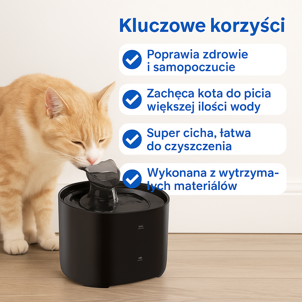 Ultra cicha fontanna dla zwierząt 2,2L Pettify™