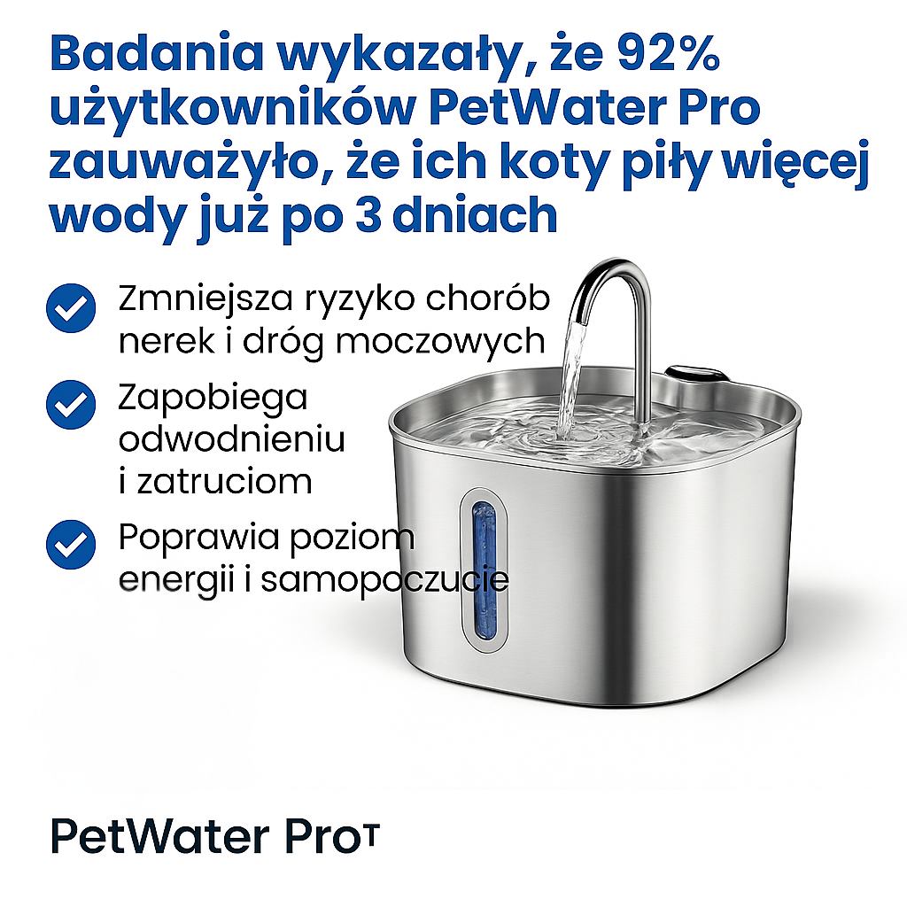Fontanna ze stali nierdzewnej dla kota PetWater Pro™